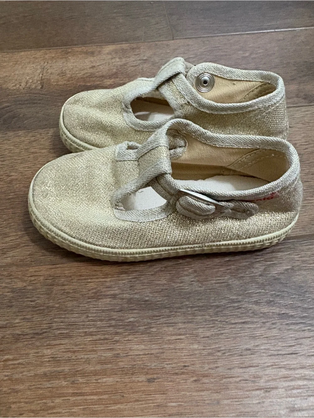 Cienta Gold Glitter Sparkle Mary Jane Shoes EU 22 US 6 Toddler Made in Spain